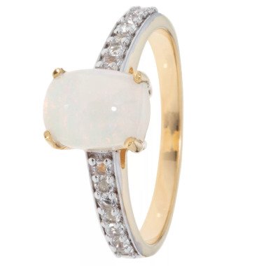 Vergoldeter Ring mit Opal & Cocktail-Ring Afrikan. Opal, Silber 925 vergoldet