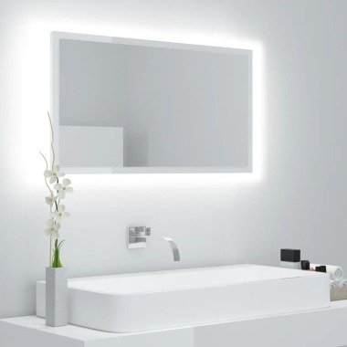 vidaXL LED-Badspiegel Hochglanz-Weiß 80x8,5x37