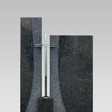 Zweigeteilter Granit Urnenstein mit Kreuz Sagoma