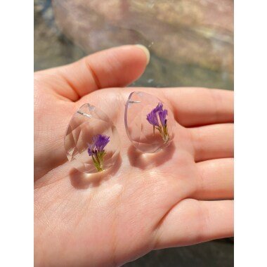 2021 Mode Lila Getrocknete Blume Ohrringe Für Frauen Transparent Harz
