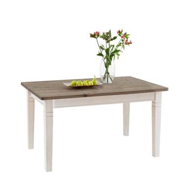 Bauerntisch aus Kiefer & Landhaus Esstisch in Weiß Grau Kiefer massiv