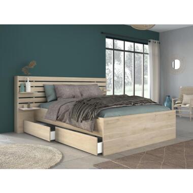 Bett mit Stauraum 160 x 200 cm Holzfarben TENALIA II