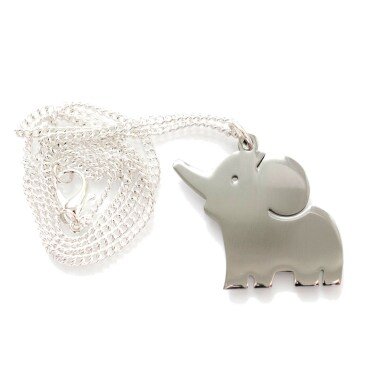 Elefant Baby Silhouette Kette Halskette Miniblings Afrika Silber Edelstahl 45cm