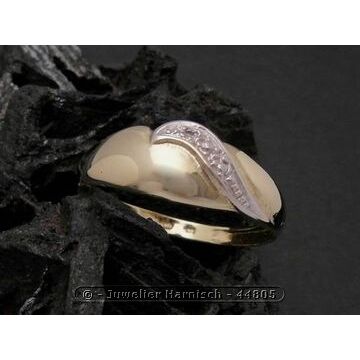 Gold Ring traumhaft Gold 333 bicolor Diamant Goldring Gr. 57