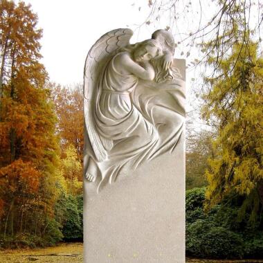Grabstein für Doppelgrab aus Sandstein & Doppelgrabstein mit Engel Figur