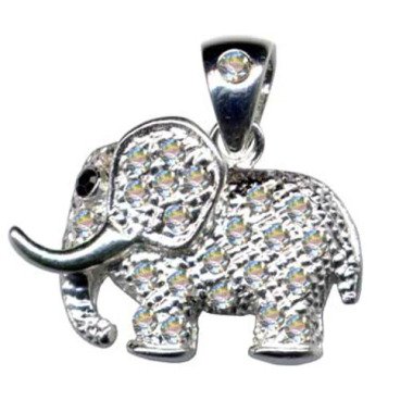Modeschmuck Kettenanhänger aus 925er Silber Elefant mit Zirkonia*