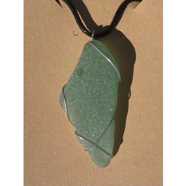 Anhänger Glas Halskette Seeglas Grün | 5 cm
