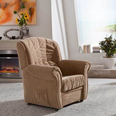 Design Stofffernsehsessel & TV Sessel mit Federkern beige