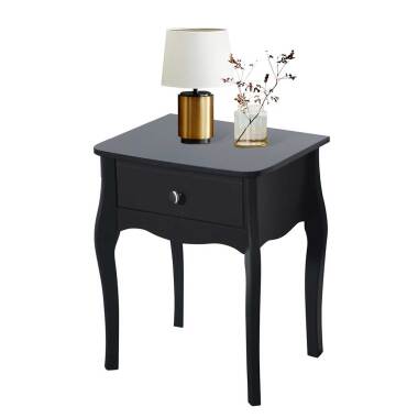 Designer Barocktisch & Barock Design Nachttisch in Schwarz 45 cm breit