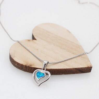 ELLAWIL Herzkette Silberkette Kette mit blauen