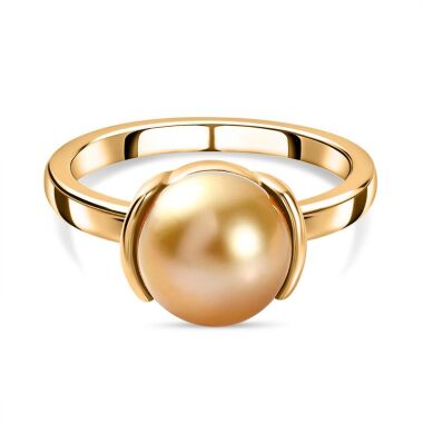 Goldene Südsee Perle Ring  925 Silber Gelbgold