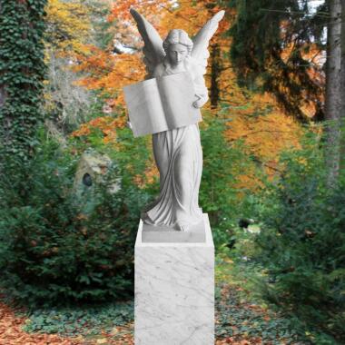 Große Engel Skulptur Grab & Grabdenkmal Marmor Weiss Grab Engel Statue