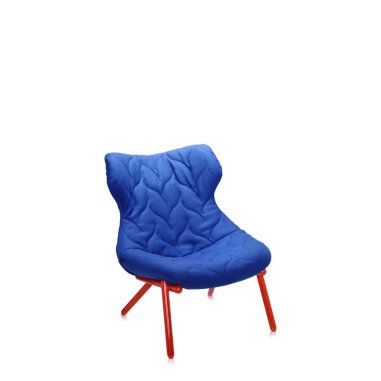 Kartell - Foliage Sessel - Gestell rot - Wollstoff blau