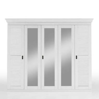 Landhaus-Kleiderschrank in Kiefer Weiß 3 Spiegeltüren