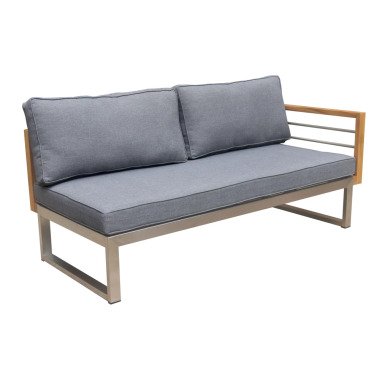 OUTFLEXX 2-Sitzer Sofa, natur / grau, FSC-Teak / Edelstahl / Olefin, 165x74x64