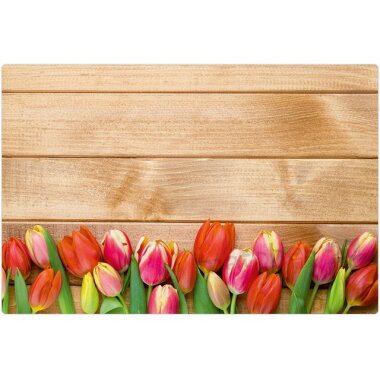 Platzset, Tischset bunte Tulpen Holzoptik