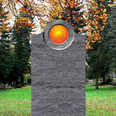 Urnengrabstein Granit mit Glas Sonne Pepinot