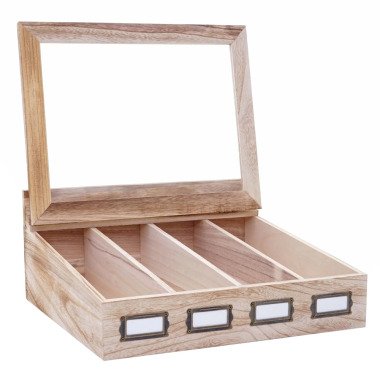 Besteckkiste MCW-C25, Holzbox mit Deckel Besteckkasten, Paulownia 17x37x33cm ~ n