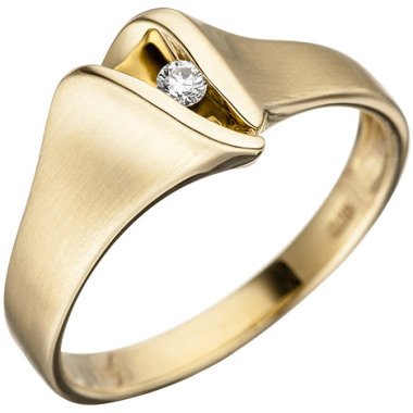 Diamantring aus Gold & SIGO Damen Ring 585 Gold Gelbgold matt 1 Diamant