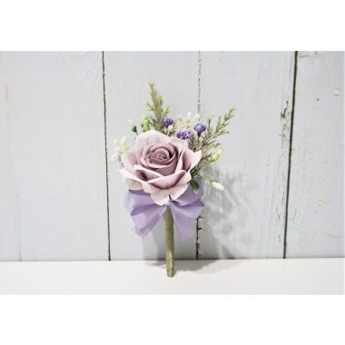 Dusty Purple Rose Anstecksträußchen, Lila