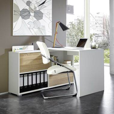 Eck Computertisch & Büro Schreibtisch mit Regalteil 120 cm breit