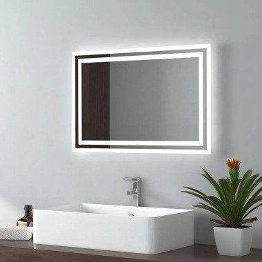 EMKE Badspiegel LED Badezimmerspiegel mit Beleuchtung IP44 Wasserdicht Wandspieg