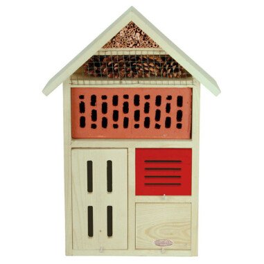 Esschert Design Insektenhotel, Insektenhaus aus Holz mit Metalldach, ca. 37 cm x