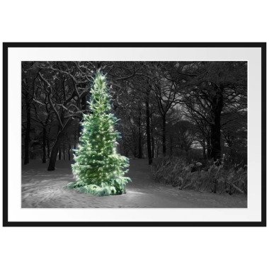 Gerahmtes Poster Weihnachtsbaum im Winter