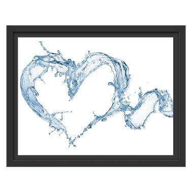 Gerahmtes Wandbild Herz aus Wasser