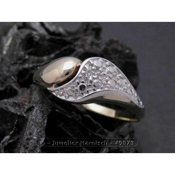 Gold Ring charmant Gold 585 bicolor Diamant Goldring Gr. 56,