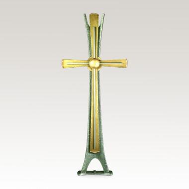 Grabkreuz in Gold & Modernes Schmiedeeisen Grabkreuz mit Bronze Leatus