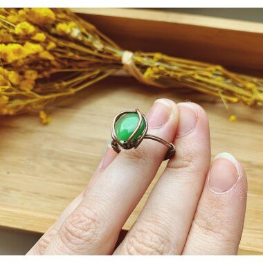 Green Witch- Glass Copper Ring Copper Love Witchy, Strega, Boho