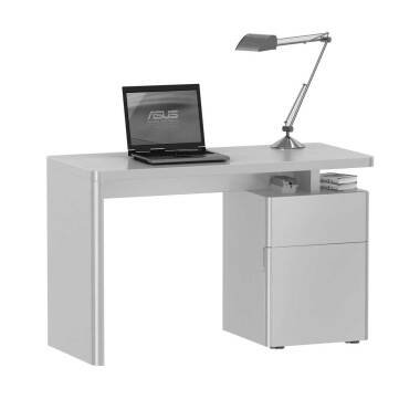 Hochglanz Schreibtisch in Weiß 120 cm breit