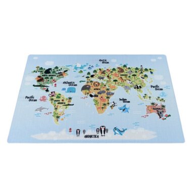 Kinderteppich Weltkarte mit Tierdesign, Carpettex