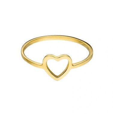 PAUL VALENTINE Ring Heart Ring Edelstahl (Farbe & Größe: gold, 52)