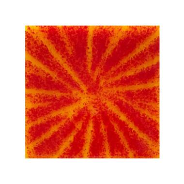 Quadratischer Glaseinsatz rot-gelbes Muster Glasornament Qu-20