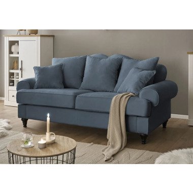 Sofa 3-Sitzer Adelina in blau 200 cm