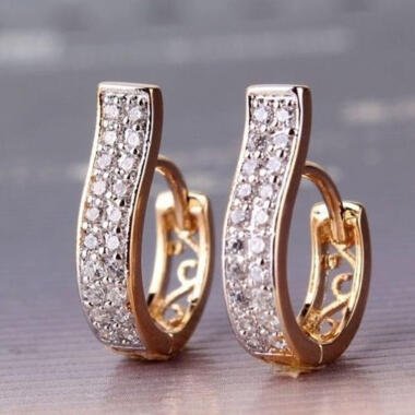 Strass-Ohrring aus Metall & Frauen Luxus Gold Farbe Full Strass Reifen Ohrring Schmuck Geschenke