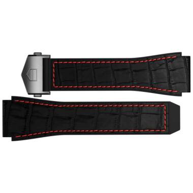 Uhrenarmband Smartwatch Tag Heuer BT6234 Leder Schwarz