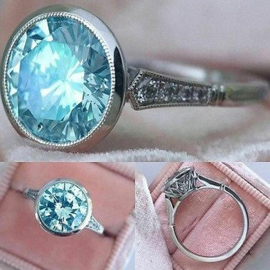 Vintage Art Deco Ring, 2, 00 Ct Aqua Blau