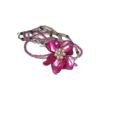 Vtg 80Er Jahre Rosa Blume Perle Armband