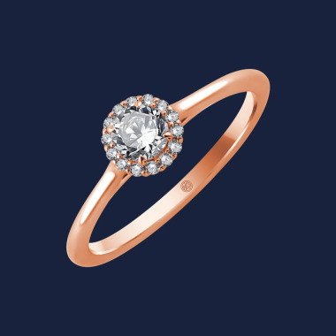 Bouquet Halo Round Cathedral Ring 18k Rosegold
