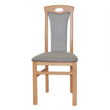 Buche Stühle in Hellgrau Stoff & Kunstleder hoher Lehne (2er Set)