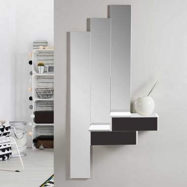 Designer Wandkonsole & Wandkonsole und Spiegel in Schwarzgrau und Weiß