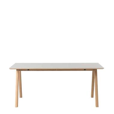 Designtisch aus Massivholz & Esszimmer Tisch in Eiche Bianco und Hellgrau