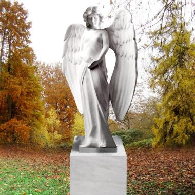 Engel fürs Grab Marmor mit Sockel Serenita