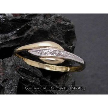 Gold Ring charmant Gold 333 bicolor Diamant Goldring Gr. 54