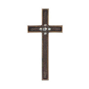 Grabkreuze aus Bronze in Braun & Kleines Kreuz Bronze/Alu mit hellen Swarovskisteinen