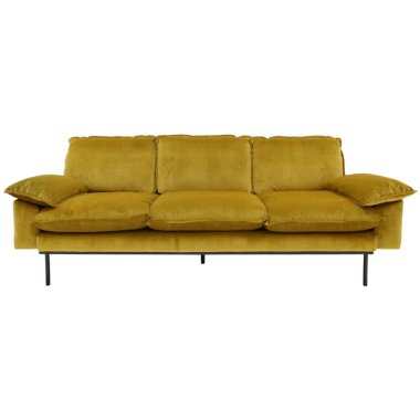 HK living Retro Sofa 3-Sitzer oker 225x94x83 cm