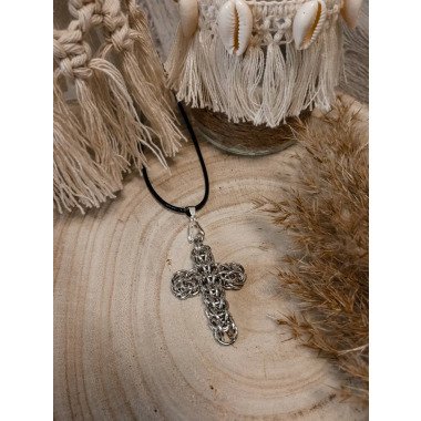 Kreuz Halskette Anhänger Mit Lederband Metall Karabinerverschluss Jewelry Neck